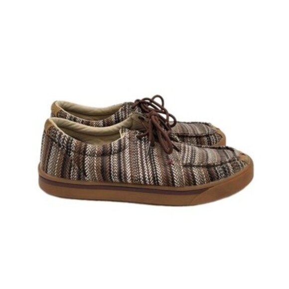 Twisted X Hooey Loper Brown Tan Southwest Striped Shoes MHYC014 Men's 8 ½ 8.5 M - Picture 1 of 10